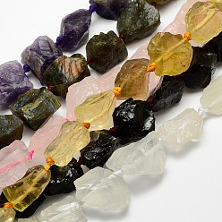 Mixed Stone Natural Mixed Gemstone Beads Strands, Nuggets, 17~30x15~25x11~20mm, Hole: 3mm, about 15~18pcs/strand, 15.75 inch(40cm)