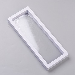 Blanc Présentoir à cadre flottant rectangulaire transparent 3d, pour bague collier bracelet boucle d'oreille, présentoirs à monnaie, aa médaillons, blanc, 23.2x2x9.1 cm, diamètre intérieur: 209x69 mm
