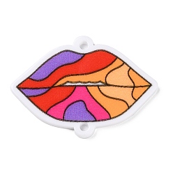 Colorful Opaque Resin Connector Charms, Lip Links, Colorful, 26.8x38x2mm, Hole: 2mm