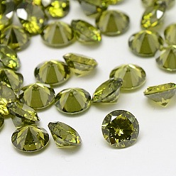 Olive Diamond Shape Grade A Cubic Zirconia Cabochons, Faceted, Olive, 1mm