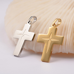 Mixed Color 304 Stainless Steel Pendants, Cross, Mixed Color, 34.5x24x2mm, Hole: 4.5x6.5mm