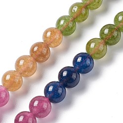 Other Jade Natural Jade Imitation Tourmaline Beads Strands, Dyed, Round, Colorful, 8mm, Hole: 1mm, about 47pcs/strand, 14.96''(38cm)