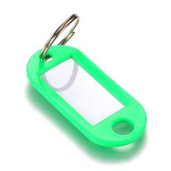 Lawn Green Plastic Badge Holders with Iron Rings, Tag Card Holder, Oval, Lawn Green, 50.5x22x2.5mm, Hole: 7mm