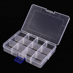 Claro Contenedor de almacenamiento de perlas de polipropileno (pp), 12 cajas organizadoras de compartimentos, con tapa abatible, Rectángulo, Claro, 14.5x10x2.8 cm