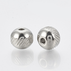 Color de Acero Inoxidable 201 de acero inoxidable perlas espaciadoras, rondo, color acero inoxidable, 6x5 mm, agujero: 2.5 mm