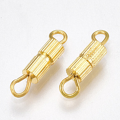 Golden Brass Screw Clasps, for Jewelry Making, Column, Nickel Free, Golden, 14x3mm, Hole: 1.8mm