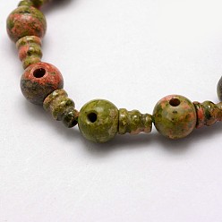 Unakite Natural Unakite 3-Hole Guru Bead Strands, for Buddhist Jewelry Making, T-Drilled Beads, 16.5~18mm, Hole: 2~3mm, 2pcs/set, 10sets/strand, 6.5 inch