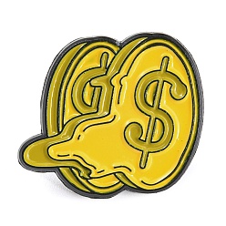 Others Cartoon Style Enamel Pins, Black Alloy Badge for Backpack Clothes, Dollar Sign, 17.5x19.5x1mm