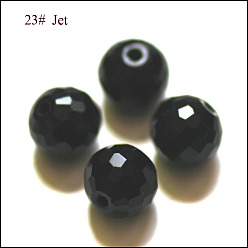 Black Imitation Austrian Crystal Beads, Grade AAA, Faceted(128 Facets), Round, Black, 10mm, Hole: 0.9~1mm