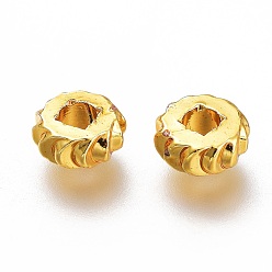 Golden Brass Spacer Beads, Long-Lasting Plated, Disc with Gear Edge, Golden, 5x2mm, Hole: 1.8mm