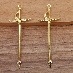 Oro Colgantes de espada de aleación, dorado, 66x24 mm