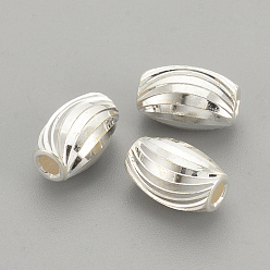 Plata 925 perlas de plata esterlina, oval, plata, 7x4 mm, agujero: 1.5 mm