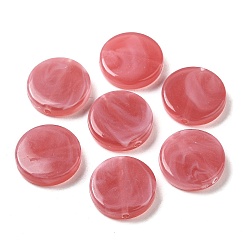 Rouge Indien Perles acryliques transparentes, plat rond, rouge indien, 15x15x3.5mm, Trou: 1.5mm, environ5483 pcs / 500 g