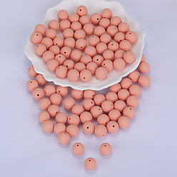 Lin Perles focales rondes en silicone, perles à mâcher pour les jouets de dentition, Diy soins infirmiers colliers faisant, linge, 15mm, Trou: 2mm