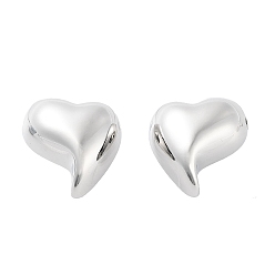 Platine Boucles d'oreilles en laiton pour femmes, cœur, platine, 18x18mm