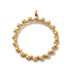 Oro Colgantes de acero inoxidable al vacío 304, encanto del anillo, dorado, 26x23x2 mm, agujero: 2 mm