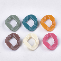 Mixed Color Opaque Acrylic Linking Rings, Quick Link Connectors, For Curb Chains Making, Twist, Mixed Color, 38.5x32x10mm, Inner Measure: 21x18mm