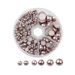 Bronze 1 box abs cabochons en plastique imitation dôme perle, demi-tour, tan, 4~12x2~6 mm, sur 690 pcs / boîte