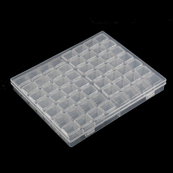 Clear Transparent Plastic 56 Grids Bead Containers, with Independent Bottles & Lids, Each Row 8 Grids, Rectangle, Clear, 21x17.4x2.6cm