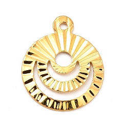 Golden Rack Plating Brass Pendants, Long-Lasting Plated, Flat Round Charm, Golden, 14.5x12x0.8mm, Hole: 1mm