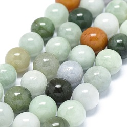 Jadeite Natural Jadeite Beads Strands, Round, 10mm, Hole: 1.5mm, about 39~41pcs/strand, 14.96 inch(38cm)