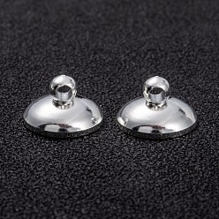 925 Sterling Silver Plated Brass Bead Cap Pendant Bails, for Globe Glass Bubble Cover Pendants, Long-Lasting Plated, 925 Sterling Silver Plated, 10x6mm, Hole: 1.8mm, Inner Diameter: 9mm