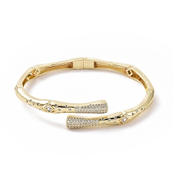 Claro Brazalete abierto con rombos y circonitas cúbicas, joyas de latón dorado para mujer, Claro, diámetro interior: 2-5/8 pulgada (6.6 cm)
