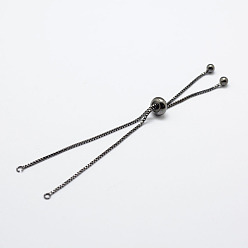 Bronze Fabrication de bracelet de chaîne en laiton d'électrodéposition de support, plaqué longue durée, fabrication de bracelets coulissants, sans cadmium et sans plomb, gris anthracite, longueur de la chaîne simple: environ 115~120 mm