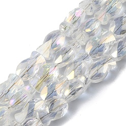 Clair AB Transparentes perles de verre de galvanoplastie brins, de couleur plaquée ab , facette, poisson, clair ab, 10.5x6x5mm, Trou: 1.4mm, Environ 55 pcs/chapelet, 21.97 pouce (55.8 cm)