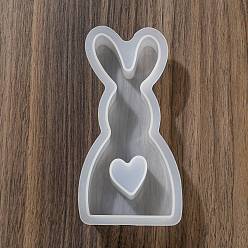 Conejo Moldes de silicona para decoración de exhibición diy con forma de conejo, moldes de resina, para resina uv, fabricación artesanal de resina epoxi, 138x68x26 mm