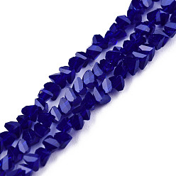 Dark Blue Opaque Solid Color Glass Beads Strands, Faceted Triangle, Dark Blue, 3x2x2mm, Hole: 0.8mm, about 150~152pcs/strand, 10.43 inch~11.42 inch(26.5~29cm)