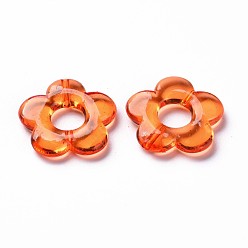 Orange Foncé Cadres de perles acryliques transparents, fleur, orange foncé, 19x20x3.5mm, Trou: 1.6mm, diamètre intérieur: 6.5 mm, environ632 pcs / 500 g