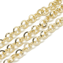 Gold Aluminum Rolo Chains, Belcher Chains, Unwelded, Flat Ring, Gold, 8x1.6mm