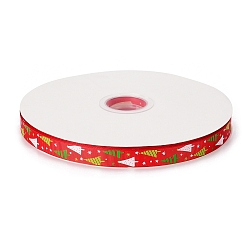 Roja Navidad impresa grosgrain cinta para el paquete de regalo de navidad, rojo, 5/8 pulgada (16 mm), aproximadamente 100 yardas / rollo (91.44 m / rollo)