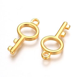 Oro 304 colgantes de acero inoxidable, clave, dorado, 19.5x9.5x2 mm, agujero: 1.8 mm