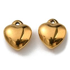 Golden Ion Plating(IP) 304 Stainless Steel Charms, Puffed Heart, Golden, 11x10x6mm, Hole: 1.5mm