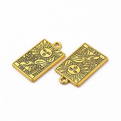Antique Golden Tibetan Style Alloy Pendants, Rectangle with Tarot Charm, The Sun XIX, Antique Golden, 23x14x1.5mm, Hole: 2mm