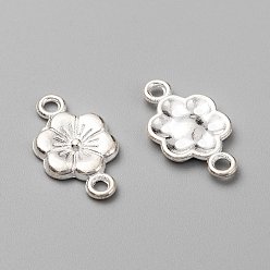 Серебро Тибетский стиль сплава цветок связывает соединители, без кадмия и без свинца, цветка сливы, серебряные, 18x10 мм, отверстие : 2 мм