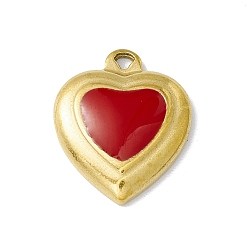 Red 304 Stainless Steel Pendants, with Enamel, Heart, Red, 18x15x3.5mm, Hole: 1.4mm