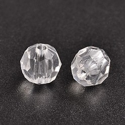 Clear Transparent Acrylic Beads, Clear Faceted Round, Clear, 6mm, Hole: 1.5mm, about 4300pcs/500g
