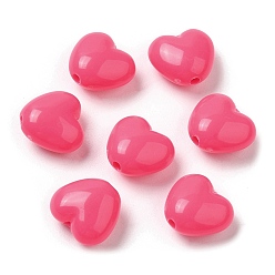 Rose Foncé Perles acryliques opaques, cœur, rose foncé, 9x9.5x5.5mm, Trou: 1.5mm, environ1650 pcs / 500 g