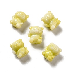 Шампанско-Желтый Непрозрачные шарики cmолы, медведь, шампанское желтый, 13x11.5x10 мм, отверстие : 1.6 мм