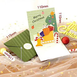 Sleigh Рождественская тема 1компьютерный бумажный конверт и 1pc 3d набор всплывающих поздравительных открыток, с запечатывающей наклейкой 1pc, сани, конверт: 115x115 мм, карта: 110x110мм