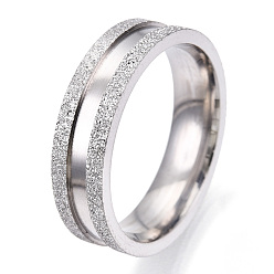 Color de Acero Inoxidable 201 anillo de dedo ranurado de acero inoxidable para hombres y mujeres, color acero inoxidable, diámetro interior: 19 mm, amplia: 6 mm
