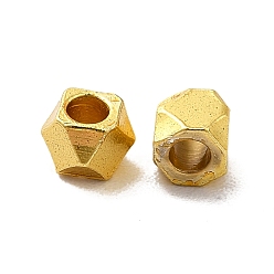 Oro Acumular cuentas de latón chapado, larga duración plateado, polígono, dorado, 3x3x3 mm, agujero: 1.6 mm