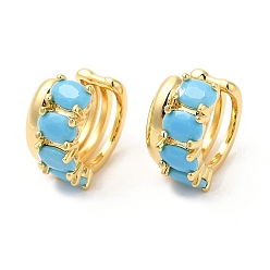 Air Blue Opal Real 16K Gold Plated Brass Cuff Earrings with Rhinestone for Women, Air Blue Opal, 15x16x9mm