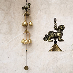 Pi Xiu Carillons éoliens en alliage, ornements suspendus, avec la cloche, Pi Xiu, 570x62mm