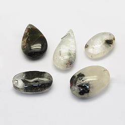 Quartz Pendentifs quartz naturel, formes mixtes, 30~66x18~52x3~14mm, Trou: 2mm