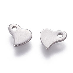 Stainless Steel Color 201 Stainless Steel Charms, Stamping Blank Tag, Heart, Stainless Steel Color, 6x6x1mm, Hole: 1mm