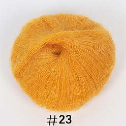 Gold 25g Angora Mohair Wool Knitting Yarn, for Shawl Scarf Doll Crochet Supplies, Gold, 1mm
